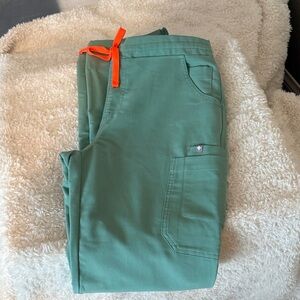 Figs Women’s Sage Green Joggers with Bright Orange Drawstring